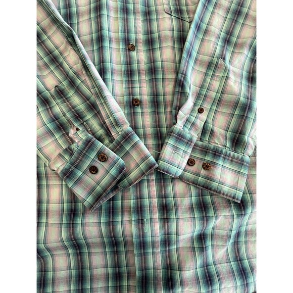 Ariat Shirt Pro Series Everman Button Down Mens Size XLT Plaid Long Sleeve Blues - Picture 5 of 8